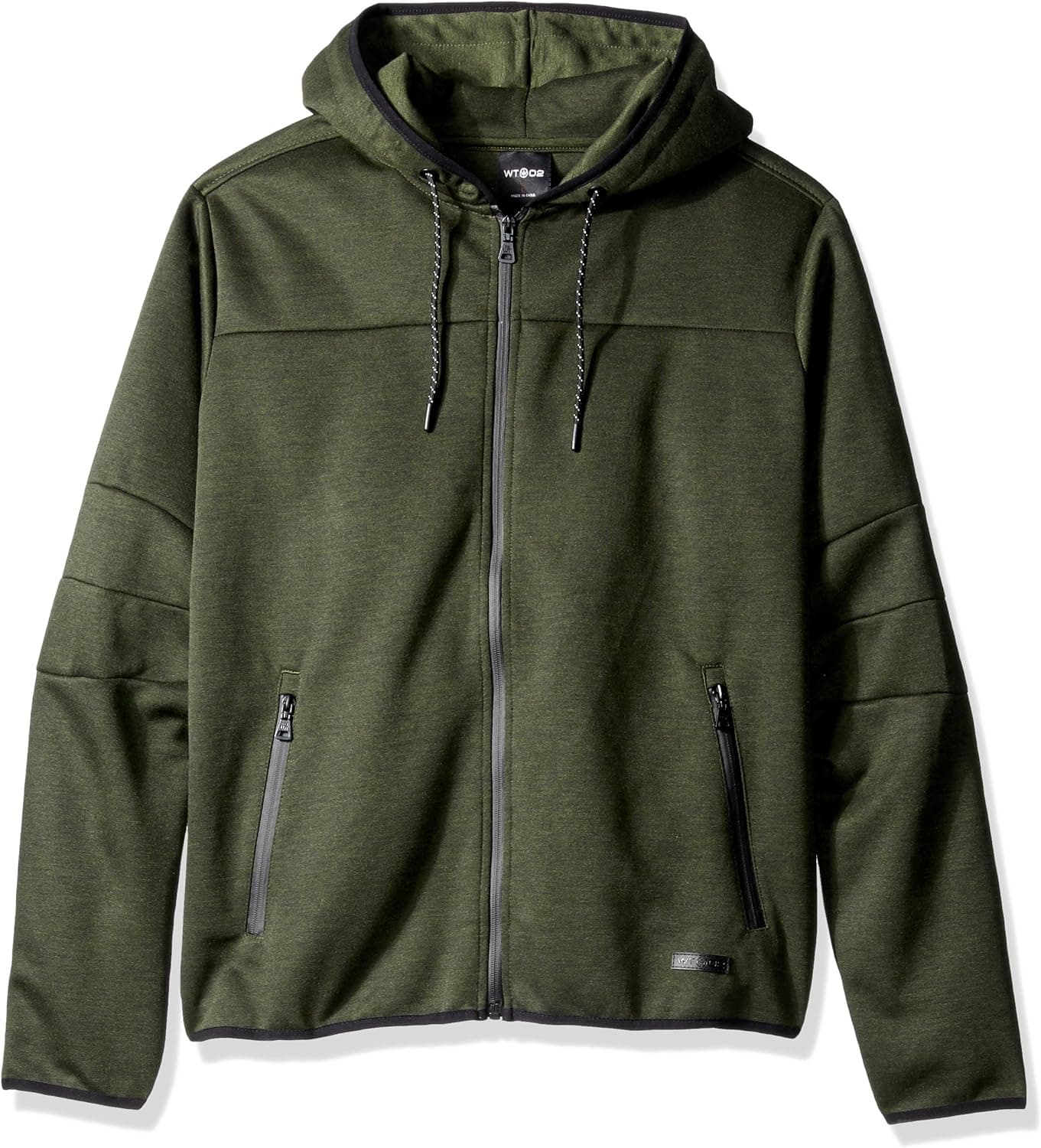 WT02 Men's Basic Tech Fleece Hoodeed Full Zip with Waterproof Zipper Details