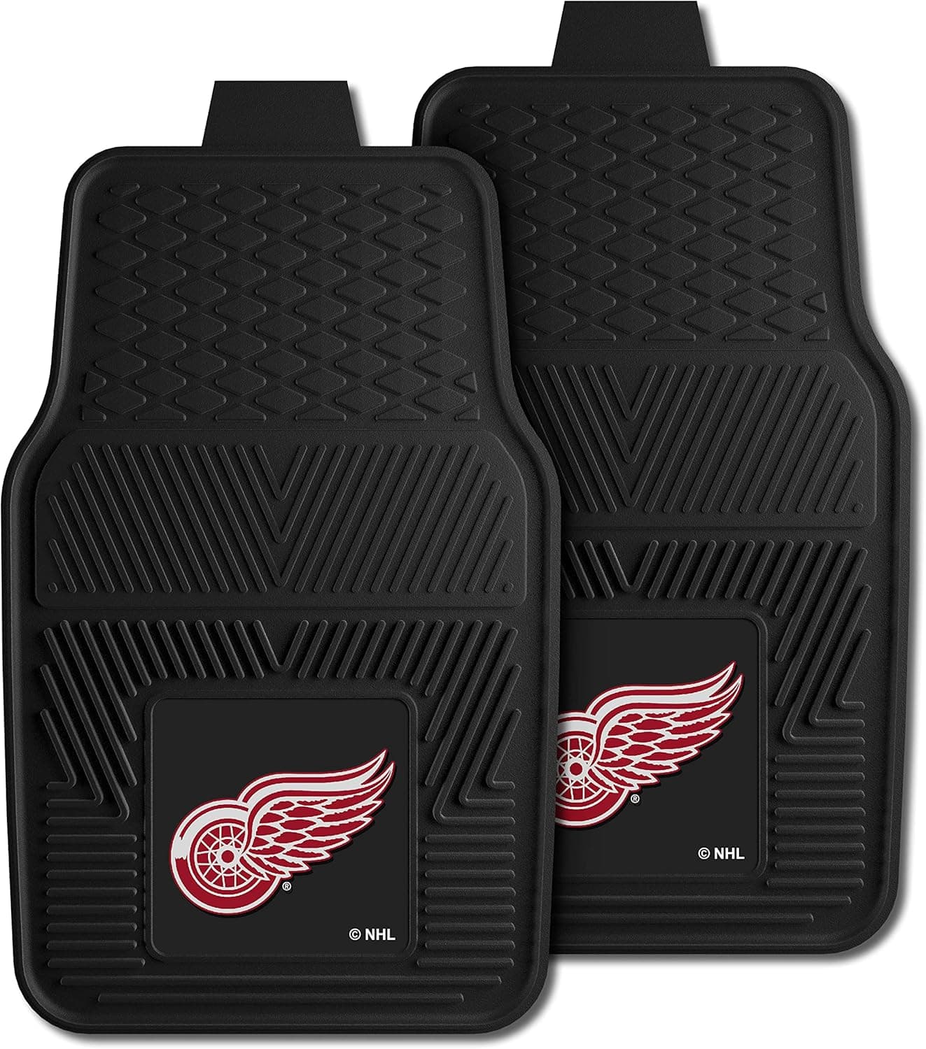 FANMATS 10380 Detroit Red Wings 2-Piece Heavy Duty Vinyl Car Mat Set, Front Row Floor Mats, All Weather Protection, Universal Fit, Deep Resevoir Design