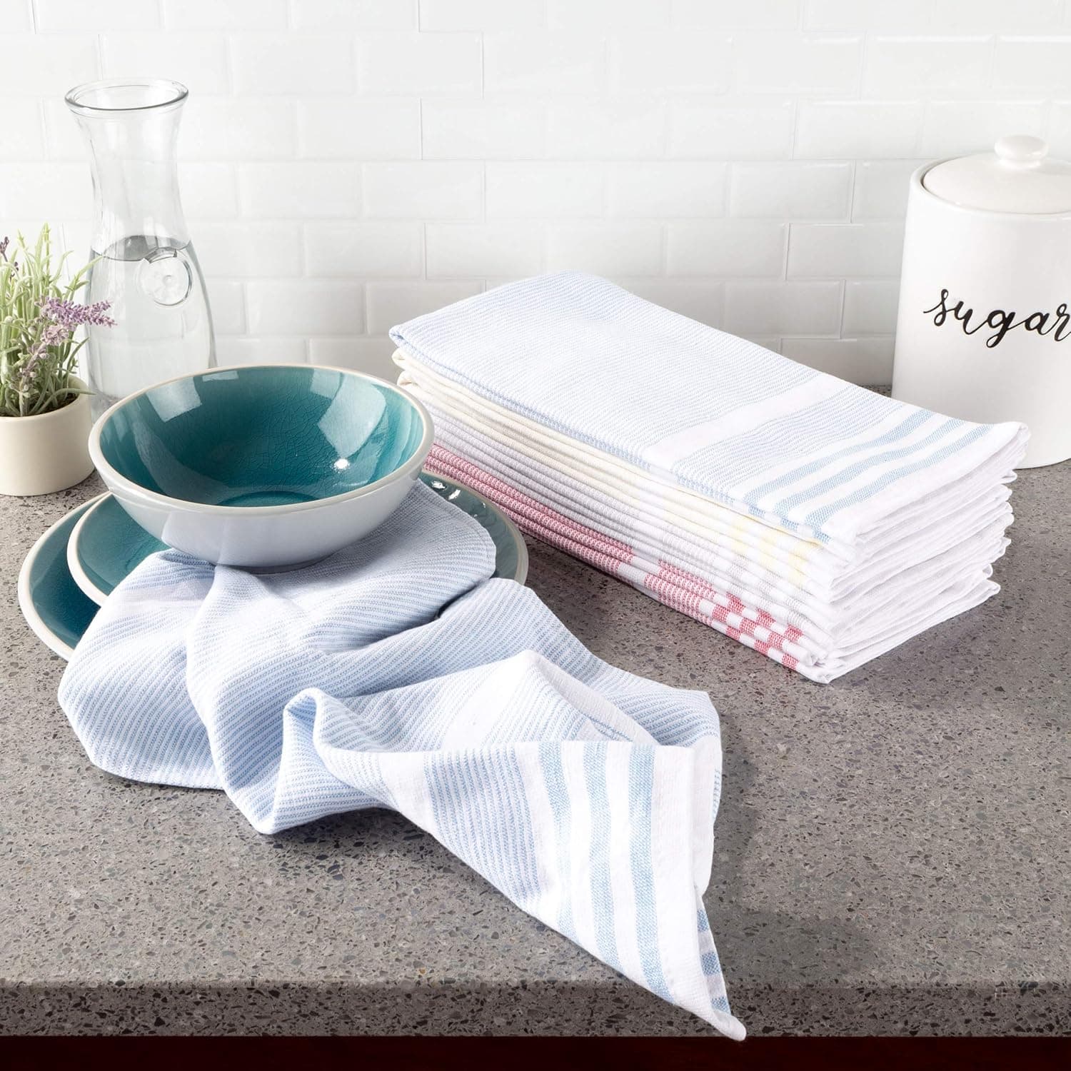 Bedford Home Kitchen Towels-Set of 8-16"x28", Multiple