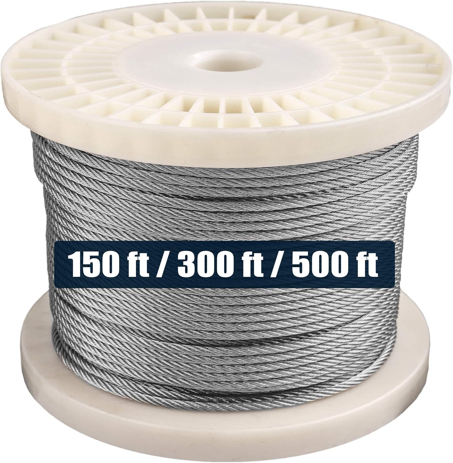 HarborCraft 500 Feet of 1/8" 316 Stainless Steel Wire Rope Aircraft Cable for Deck Cable Railing Kits DIY Balustrades 7x7