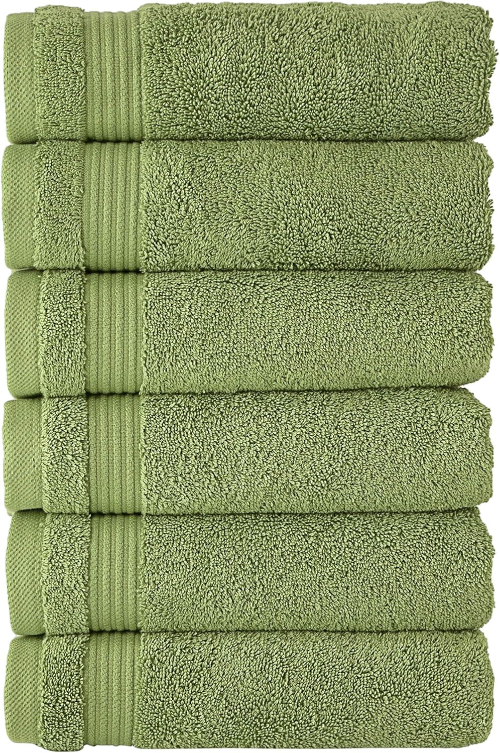 Classic Turkish Towels - Luxury Hand Towels, 100% Turkish Cotton, Quick Dry, Soft and Absorbent Bathroom Towels, Amadeus Collection, 6-Pack - 16 x 27 Inches (Green)
