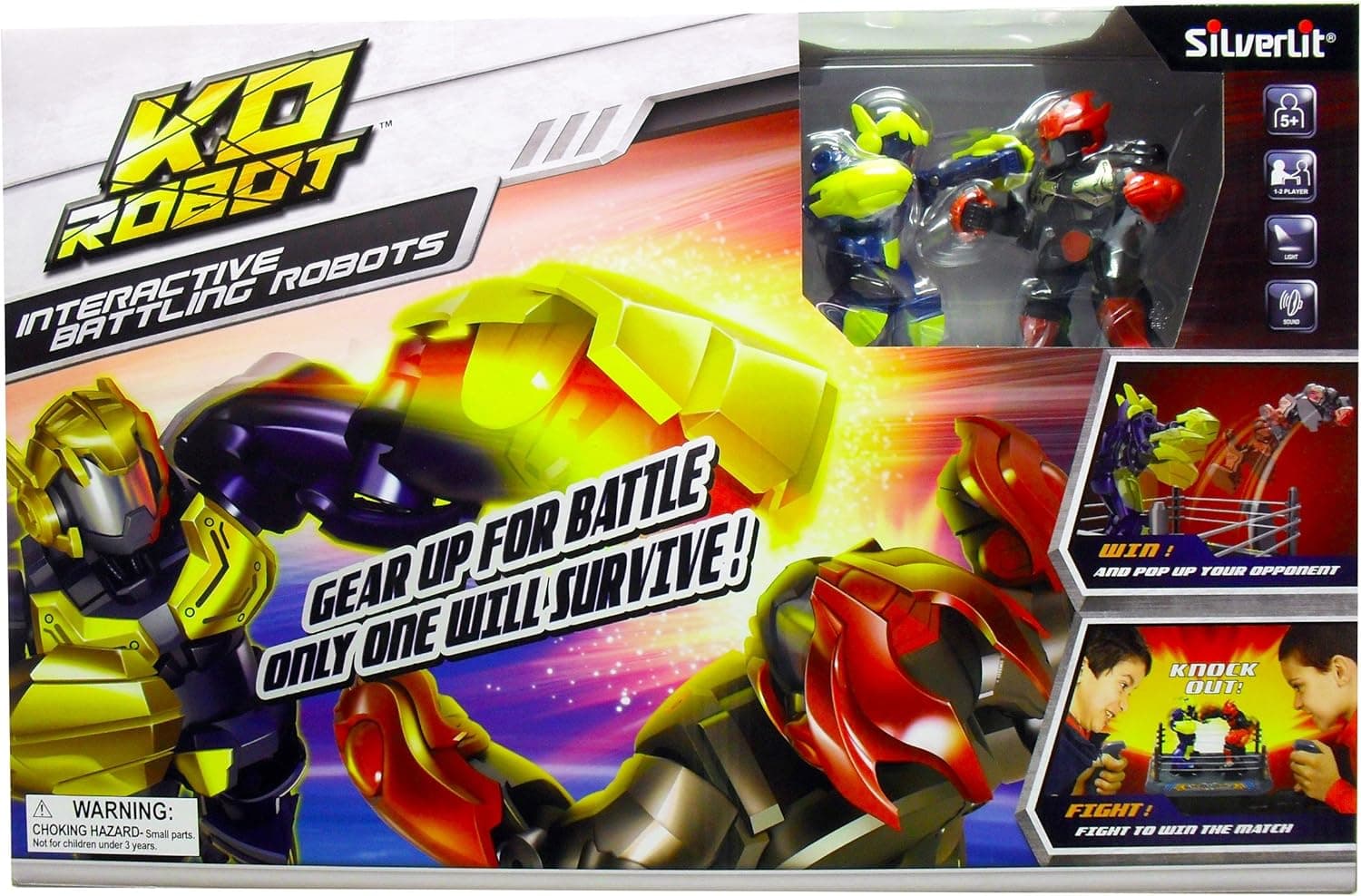 SilverLit KO Robot Interactive Battling Robots - LED Display - Built-in Speaker with Electronic Sound Effects
