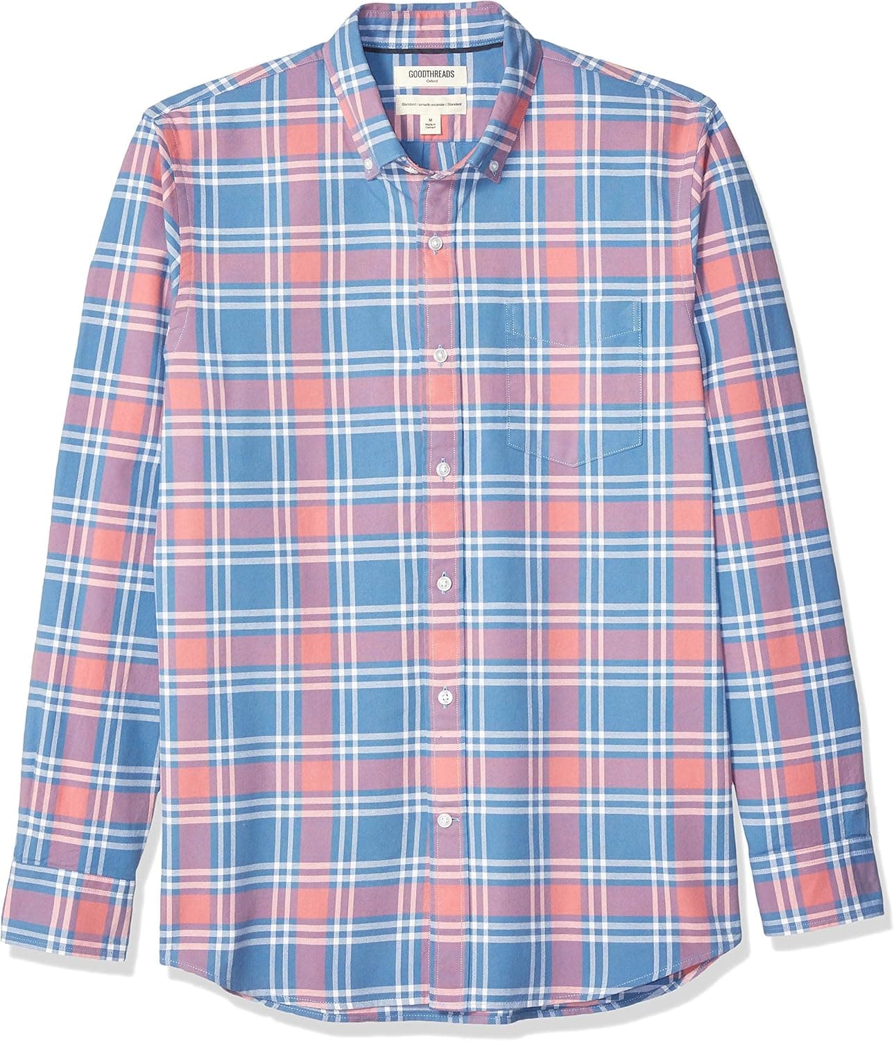 Goodthreads Men's Standard-Fit Long-Sleeve Plaid Oxford Shirt