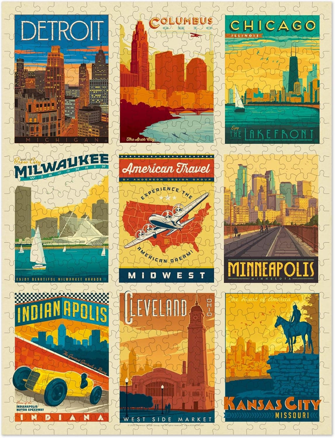Americanflat 500 Piece Jigsaw Puzzle, 18x24 Inches, American Travel Midwest Art by Anderson Design Group