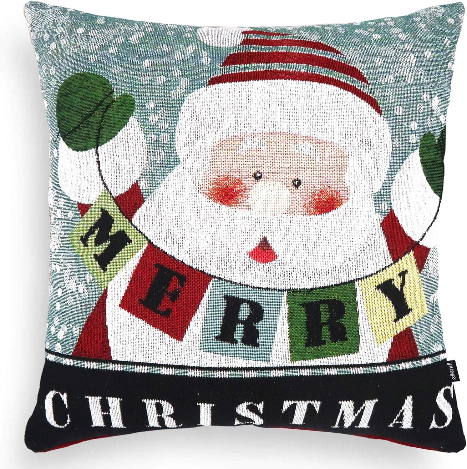 Ellendi Christmas Pillow Cover - 18" X 18" Decorative Throw Pillow Case - Square Cushion Cover for Sofa, Couch, Bed and Car (Santa Merry X'Mas)
