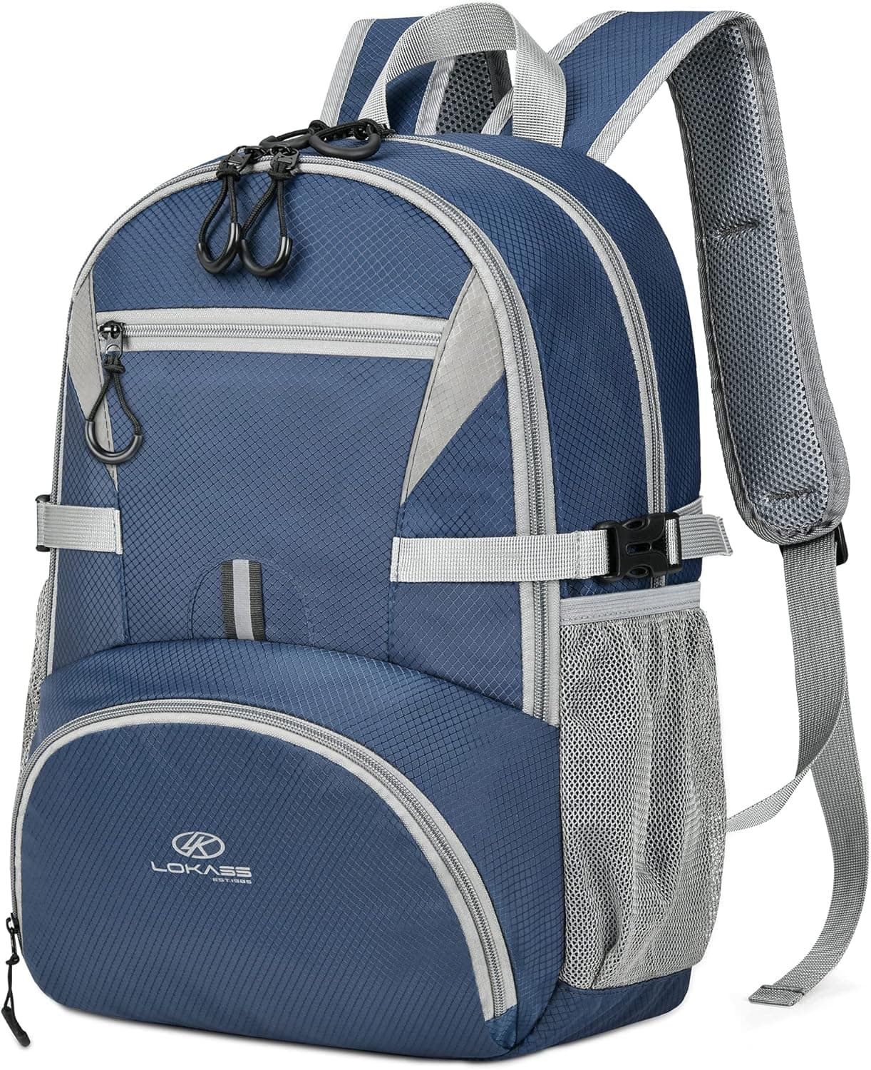 Hiking Backpack for Women & Men, Waterproof Foldable Nylon Camping Backpack, Lightweight Multi Compartment Travel Daypack for Outdoor Cycling/Climbing (Deep Blue)