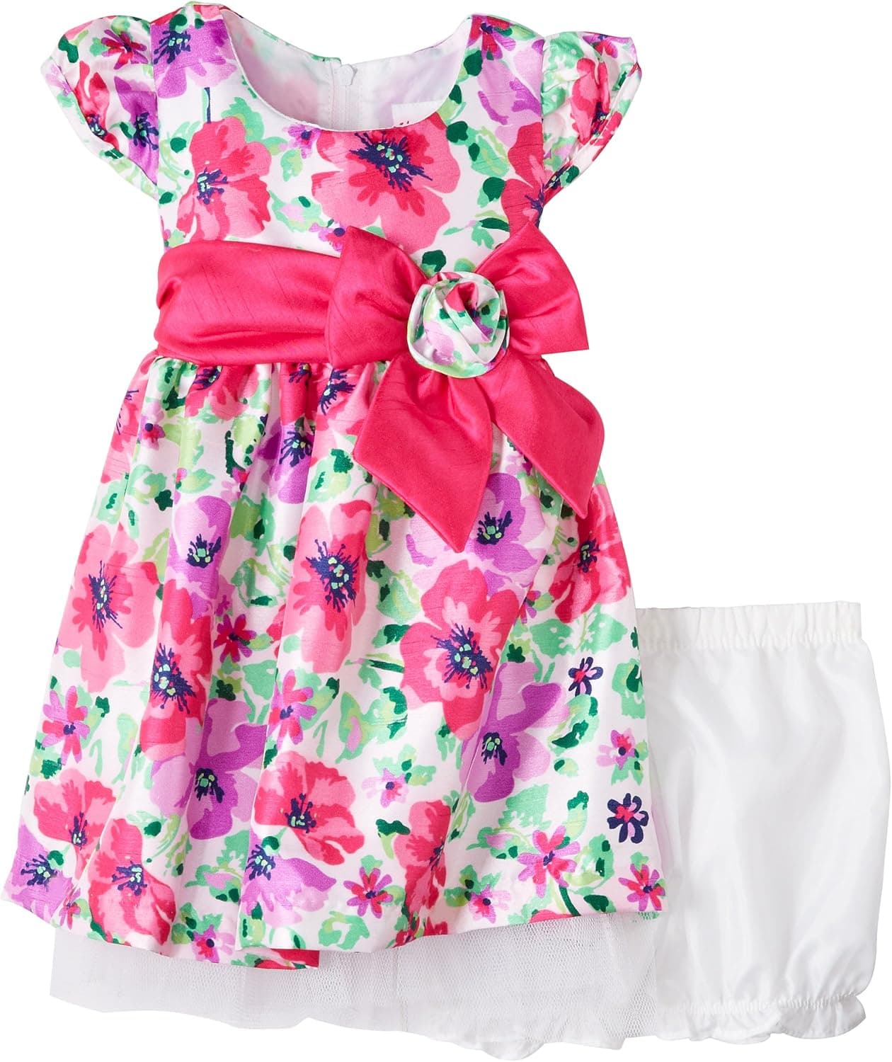 Young Hearts Baby Girls' 2 Piece Floral Bow Dress Set