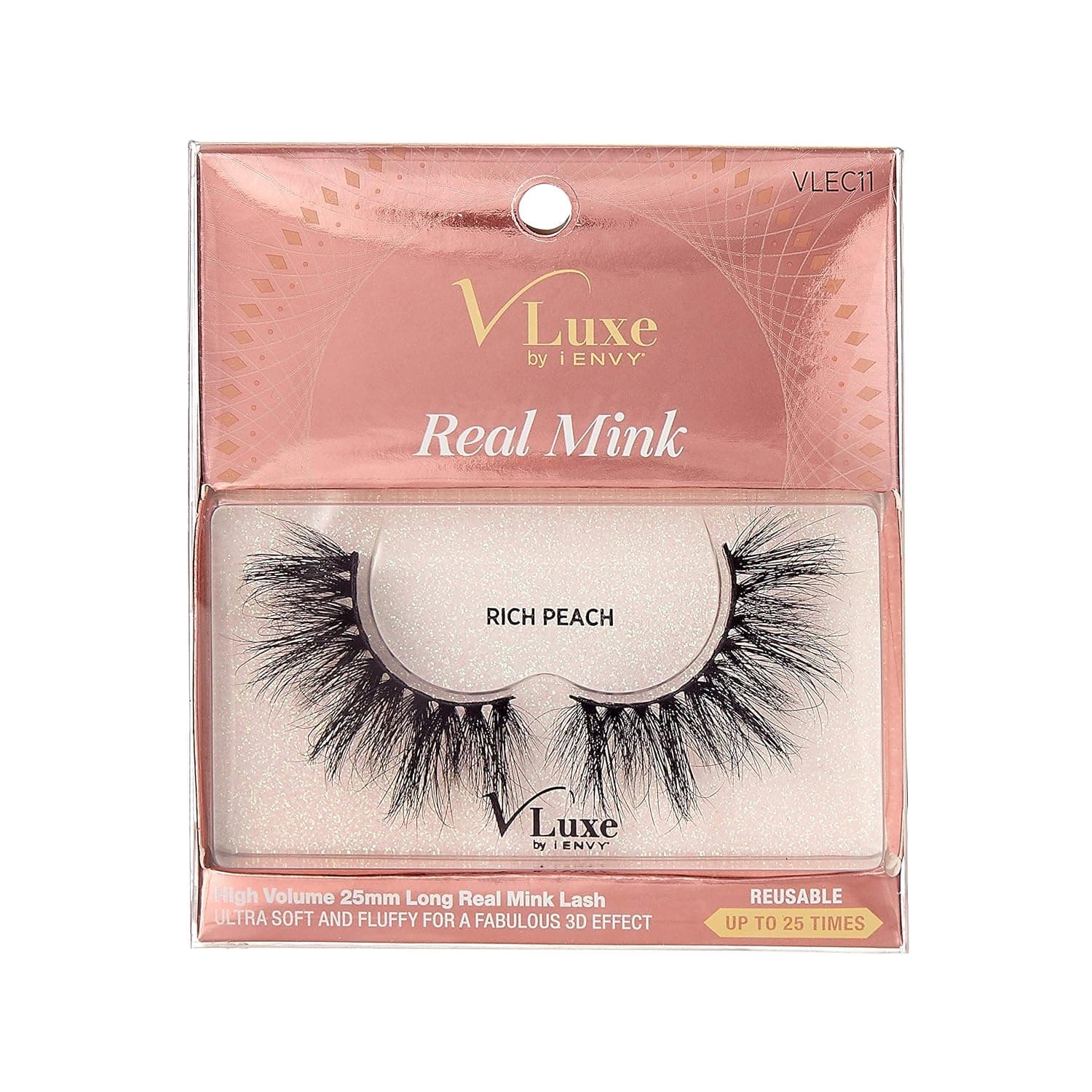 V Luxe by iEnvy False Eyelashes Real Mink Lashes Dramatic Long Eyelashes (Rich Peach)