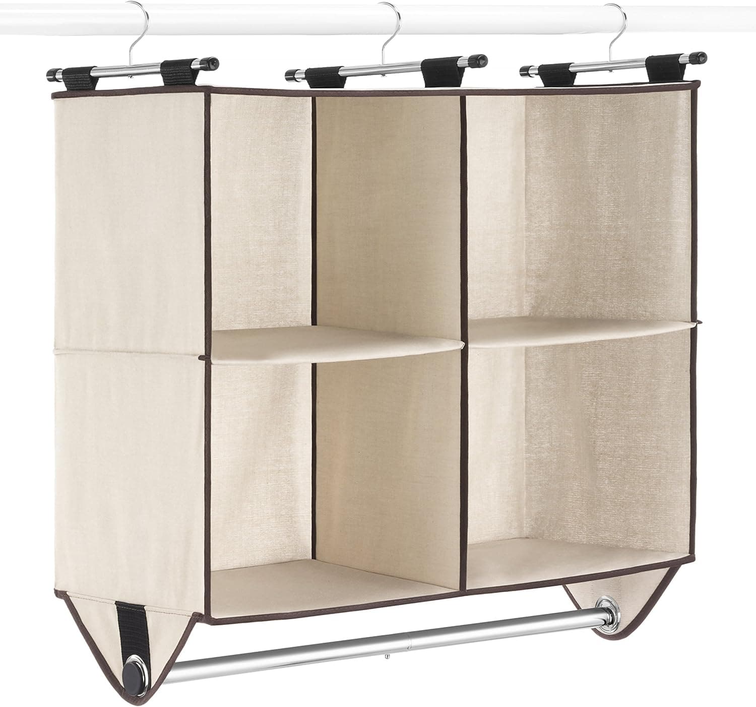 Whitmor 4-Section Closet W/Rod Organizer, Canvas