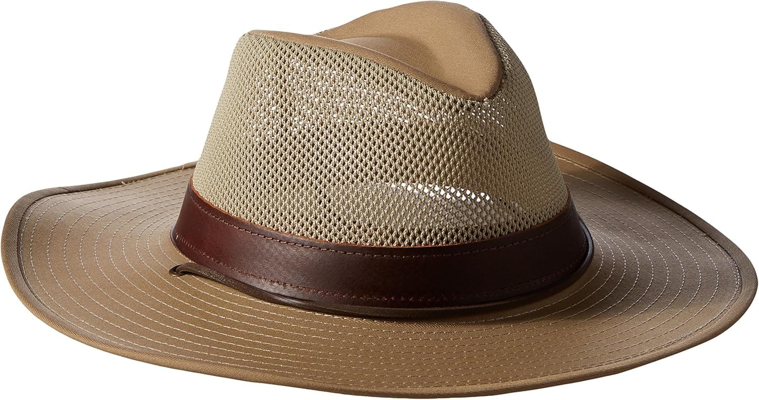 Henschel Men's Hiker Crushable Mesh Breezer with Leather Band UPF 50 Hat