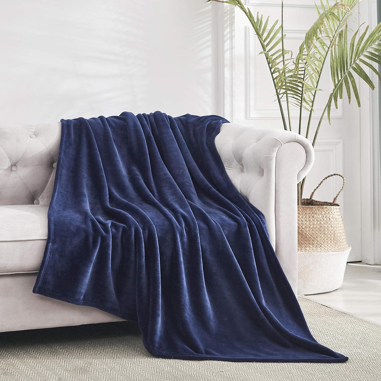 Navy Blue Throw Blanket | Premium Plush Colored Throw Blanket by Majesty Home