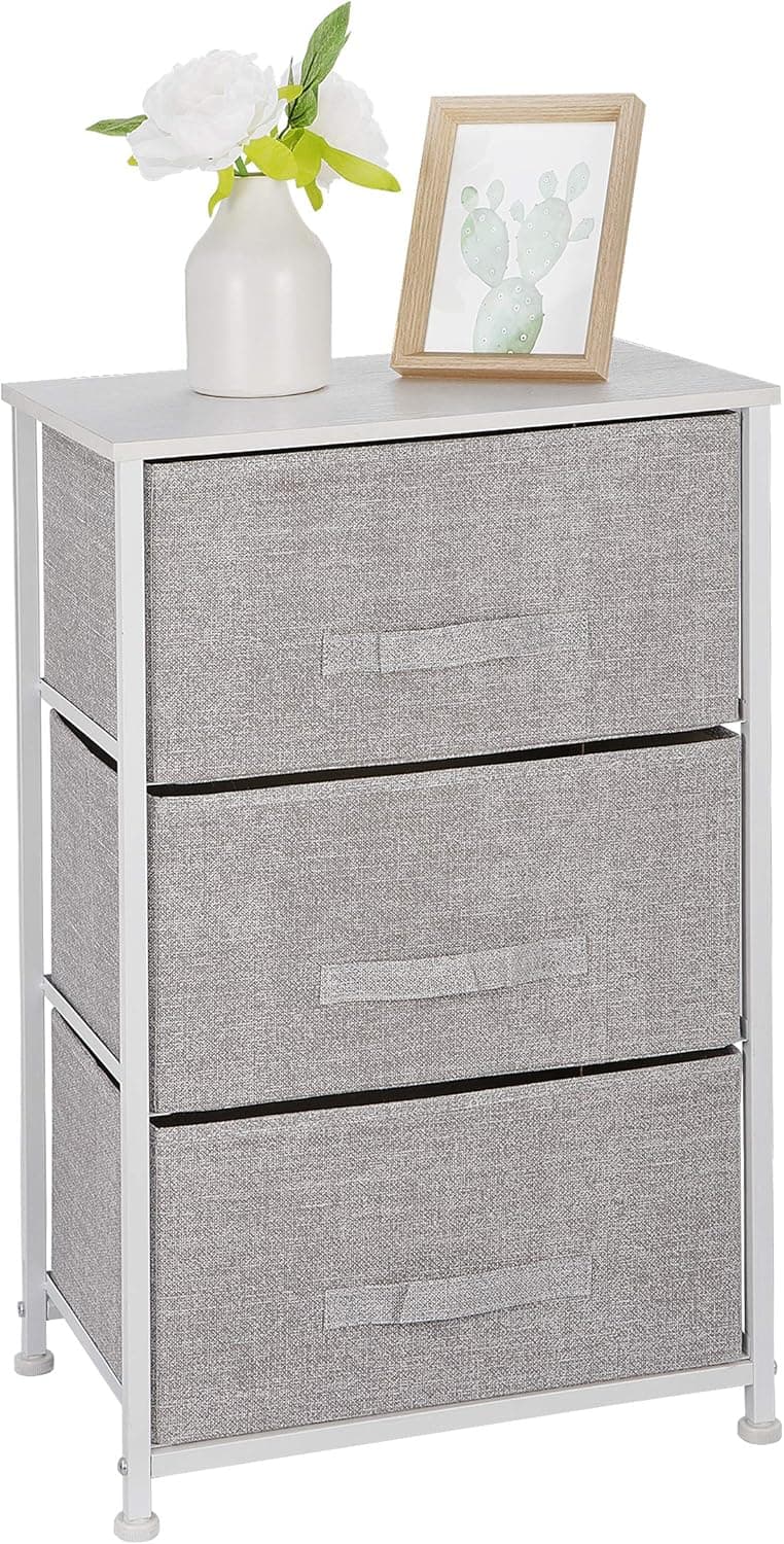 ZenStyle Vertical Dresser Storage Tower with 3 Drawers, Fabric Dressers for Bedroom, Bathroom, Closet, Entryway, Hallway, Dorm, Nursery Room – Gray
