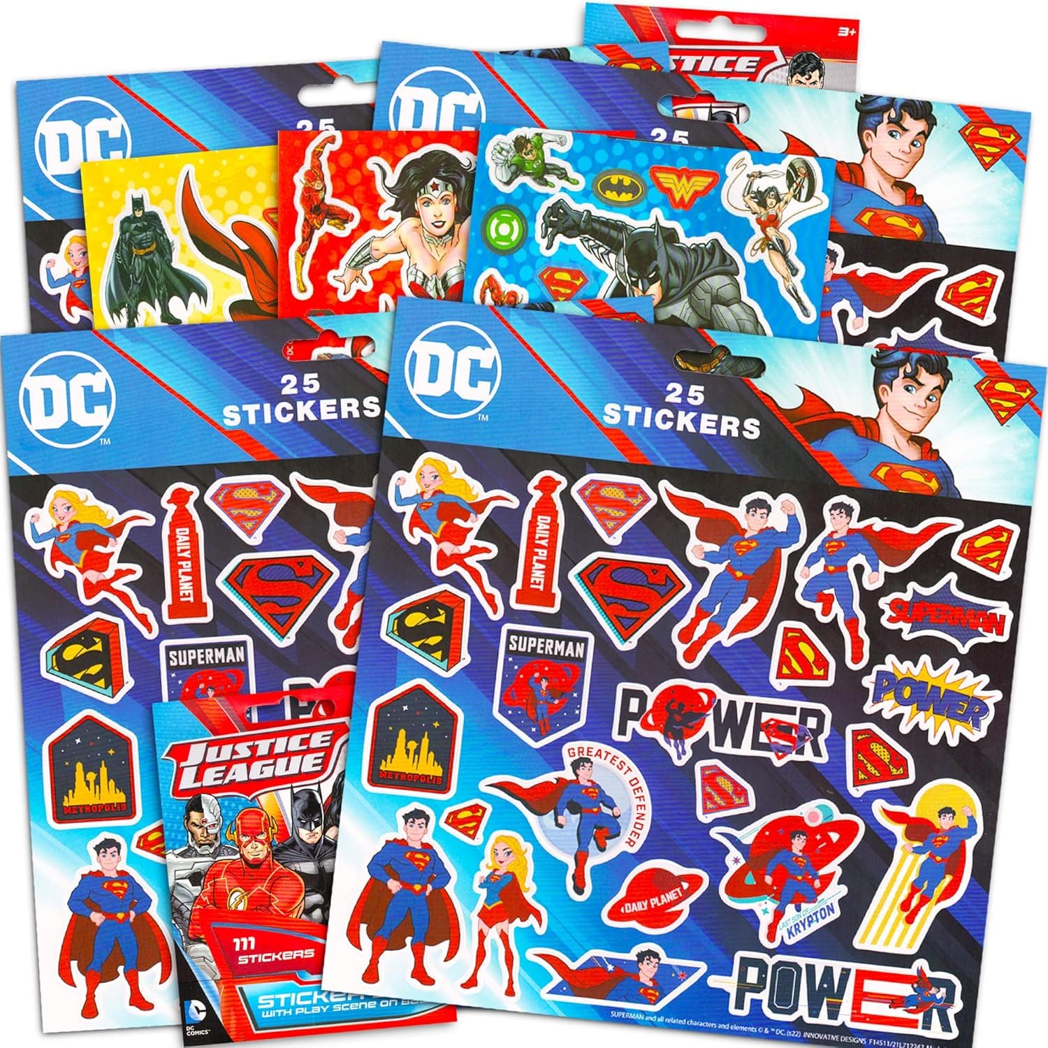 Superman Party Favors Stickers Pack ~ 18 Superman Sticker Sheets, Over 320 Superhero Stickers Total (Superman Party Supplies)