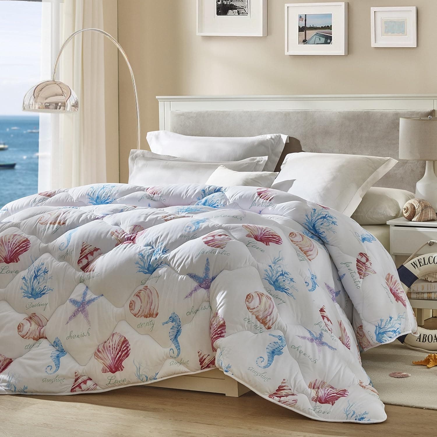 LOVO Down Alternative Comforter Ocean Multi Queen