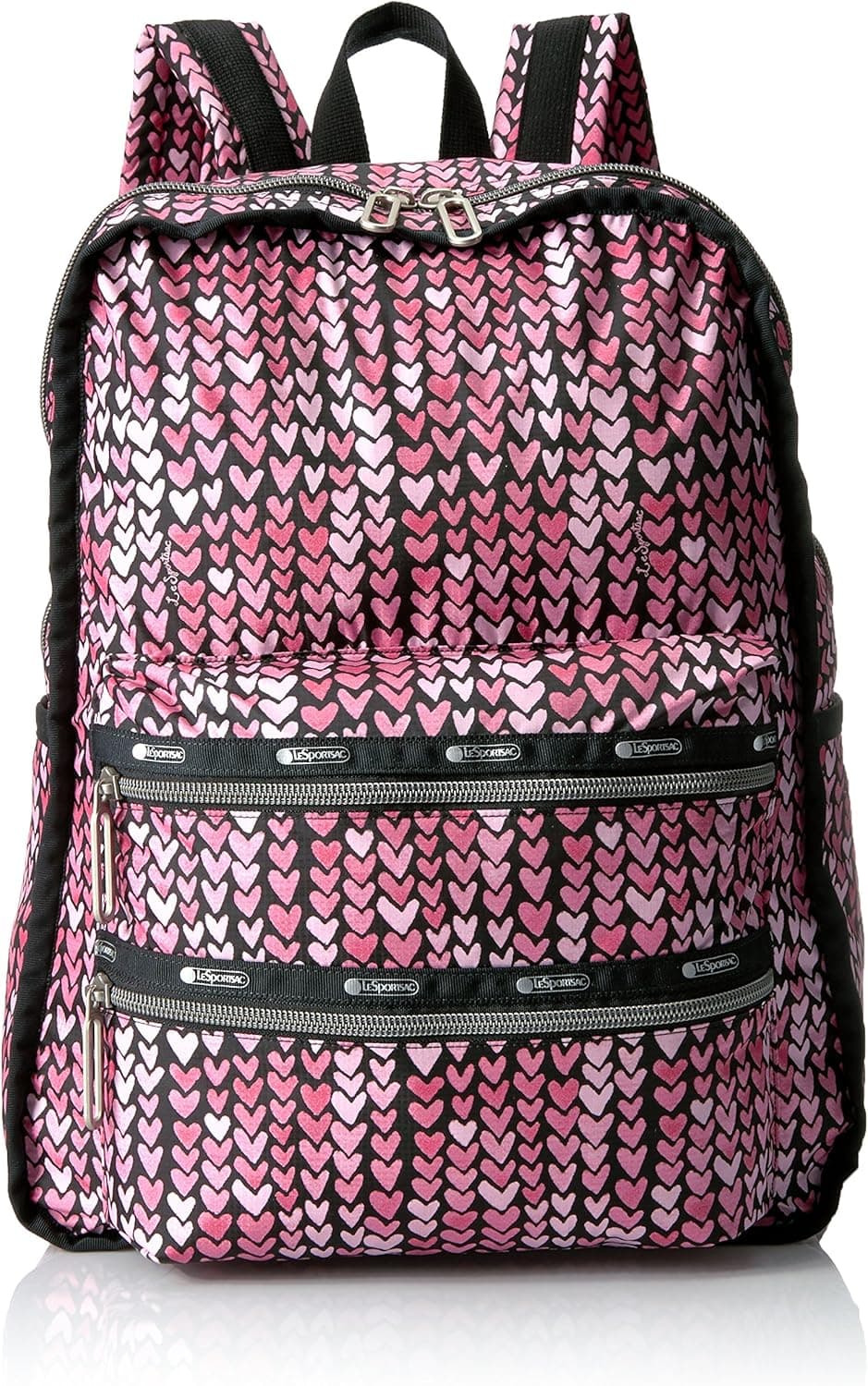 LeSportsac Women's Essential Functional Backpack Laptop, Painted Hearts Pink, One Size