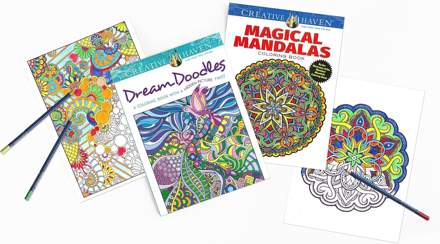 Faber-Castell Creative Haven Dream Doodles & Magical Mandals Coloring Books with Pencils & Sharpener