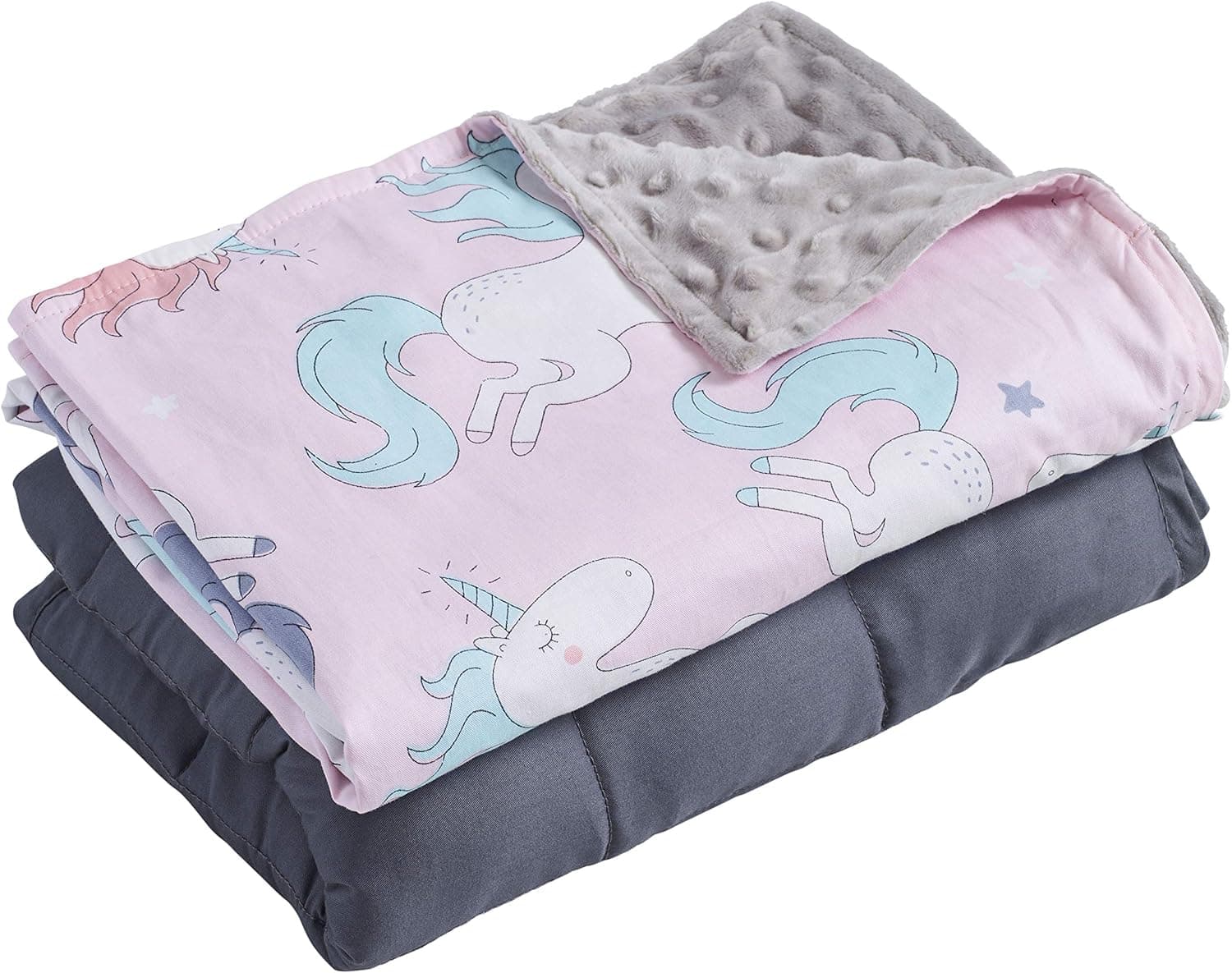 Reecio Sensory Weighted Lap Pad for Kids (5 lbs, 24 x 36in)& Washable Pink Duvet Cover (Cotton/Minky), Weighted Lap Blanket for Kids Girls Children Classroom & Pets - with Wash Bag (Ultra Unicorn)