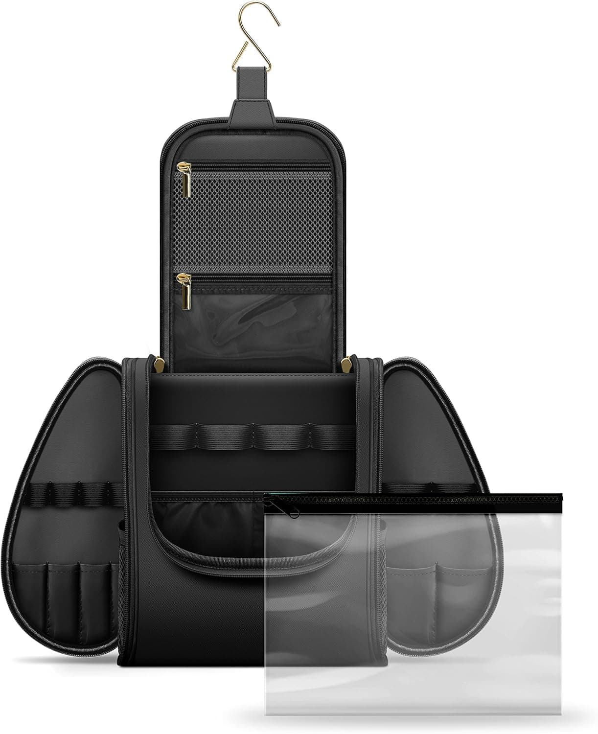 Hanging Travel Toiletry Bag for Men & Women - Waterproof Mens Toiletry Kit for Travel with Clear Bag TSA & Airline Approved - Toiletry Organizing Case for Traveling