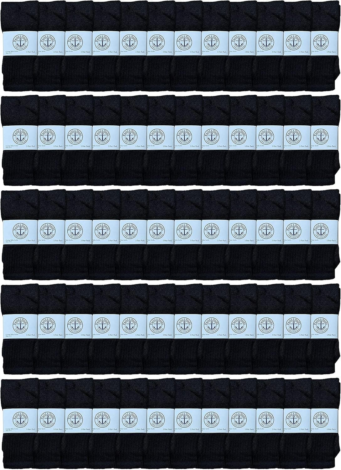 SOCKS'NBULK 60 Pairs Wholesale Bulk Sport Cotton Unisex Crew, Ankle, Tube Socks, Men Woman Children