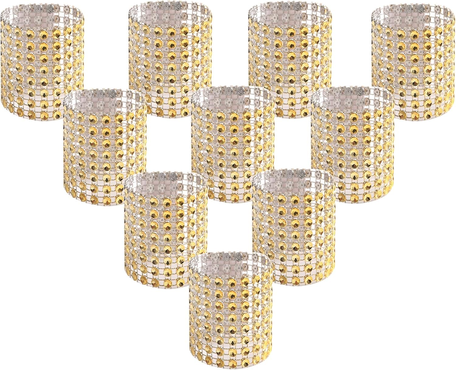 SKY CANDYBAR Napkin Rings Rhinestone Napkin Rings Adornment for Table Decorations, Wedding, Dinner,Party, DIY Decoration (100 PCS, Gold)
