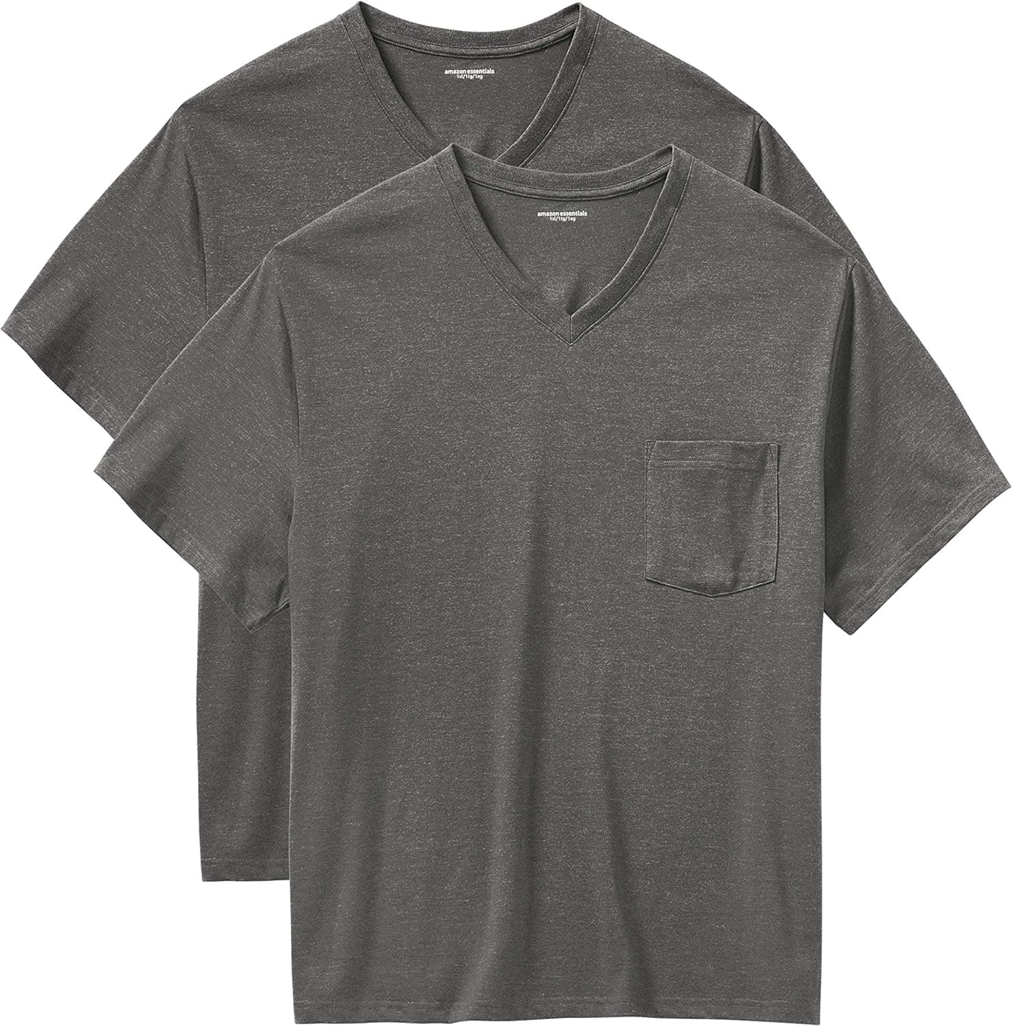 Amazon Essentials Men's Big & Tall 2-Pack Short-Sleeve V-Neck Pocket T-Shirts fit by DXL