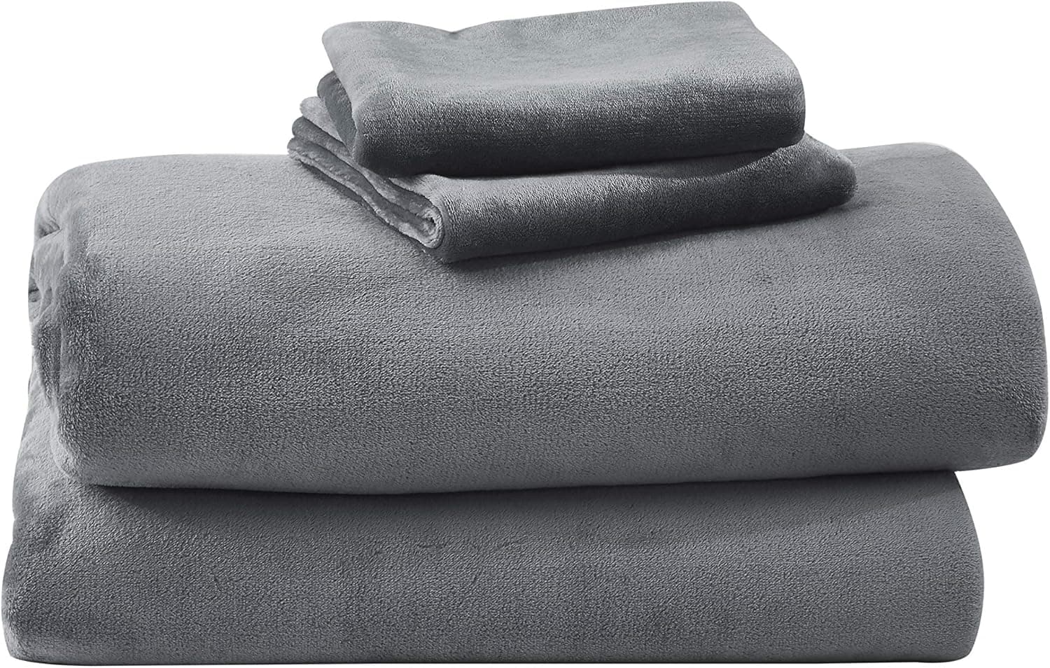 Cozy Fleece Warm and Cozy Super Plush Flannel Fleece Sheet Set, Steel Grey, Queen
