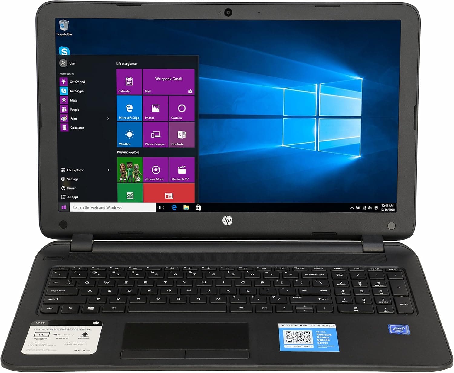 HP 15-f233wm 15.6 Laptop Celeron N3050 4GB 500GB HD DVD±RW/CD-RW Webcam Win 10 Home