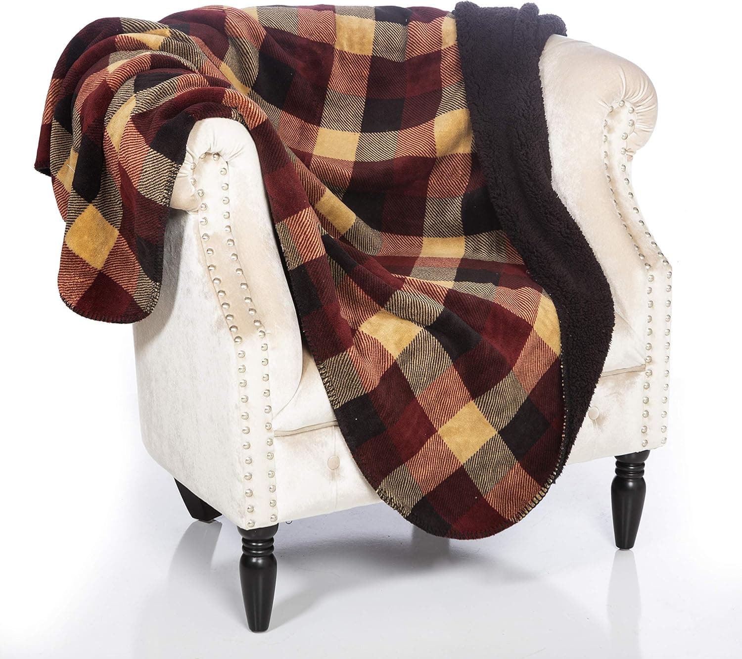 Legacy Decor Fleece Sherpa Throw Warm Ultra Plush Soft Blanket Cover Buffalo Plaid Color