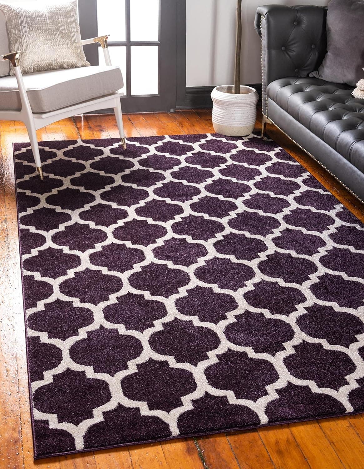 Unique Loom Trellis Collection Moroccan Lattice Purple Area Rug (10' 0 x 13' 0)