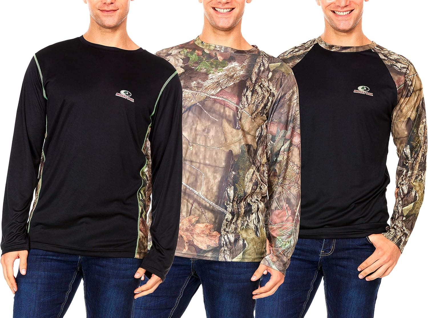 Mossy Oak Men's Break Up Country Printed Long Sleeve Active Crew Neck T-Shirt