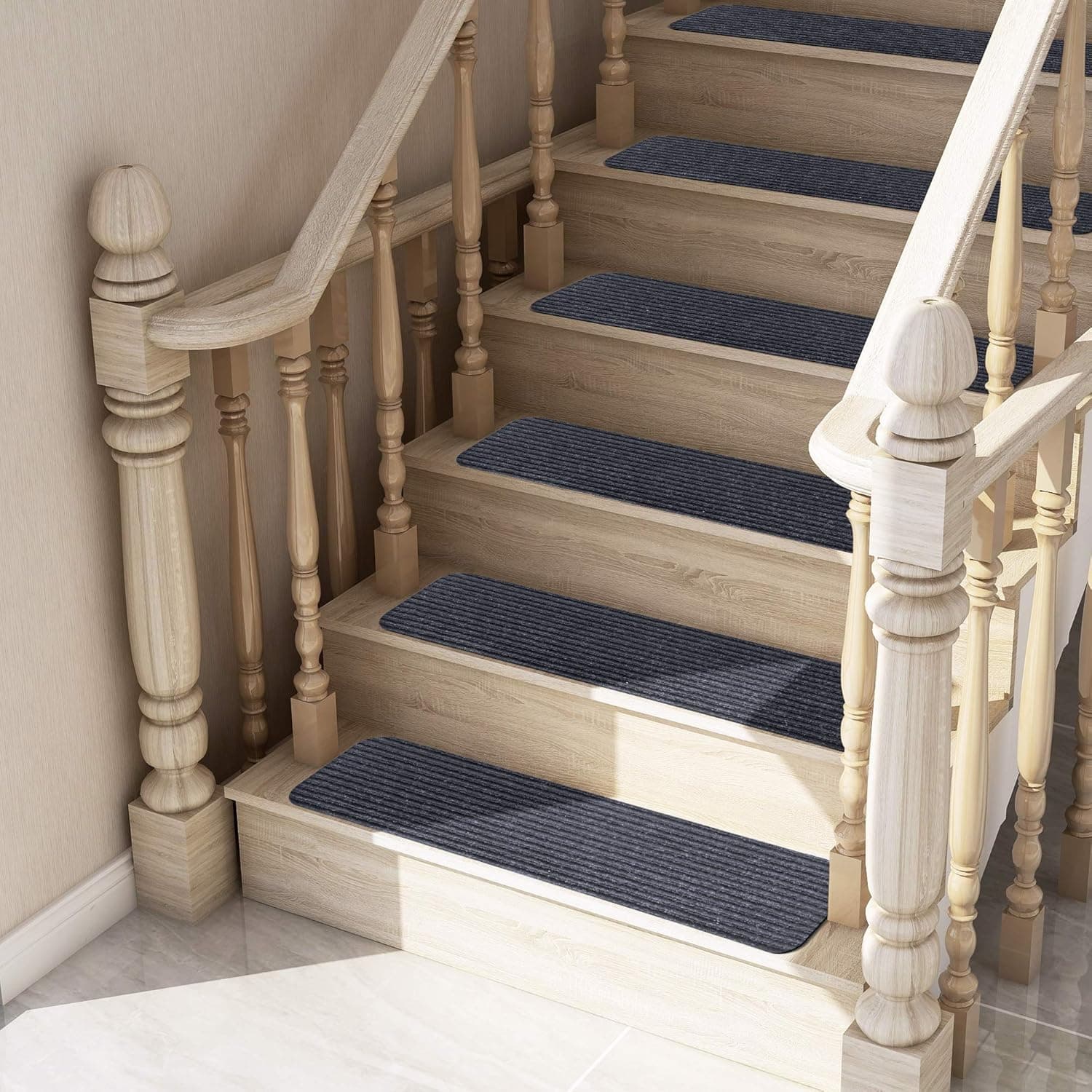 8M Stair Treads Set of 13 Non Slip/Skid Rubber Runner Mats Stairway Carpet Rugs Indoor Outdoor Pet Dog Stair Treads Pads (Stair Tread Mats, Gray)