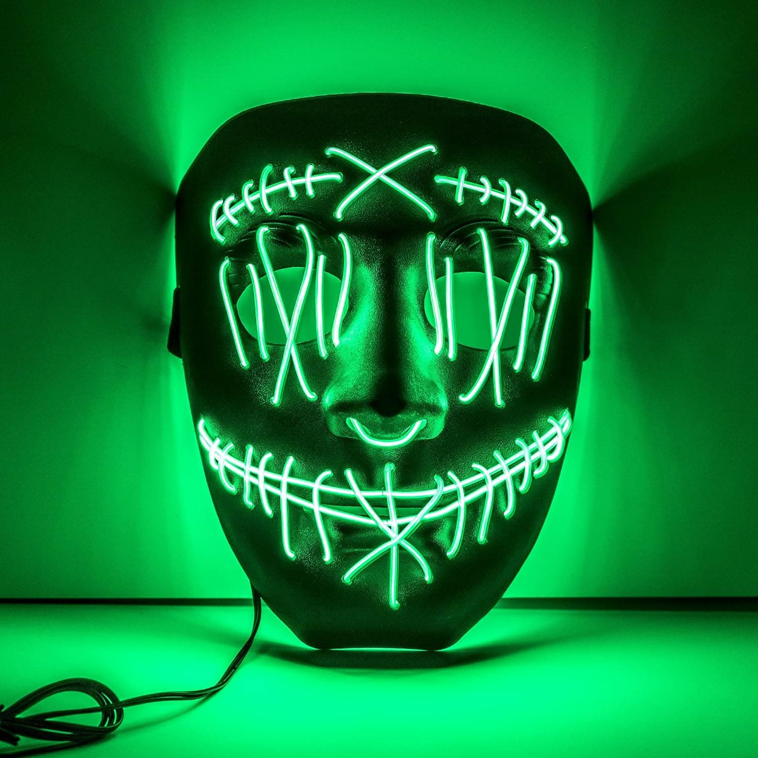 SZILBZ Halloween Purge Mask LED Light up Scary Glowing Masks for Festival Cosplay Halloween Costume