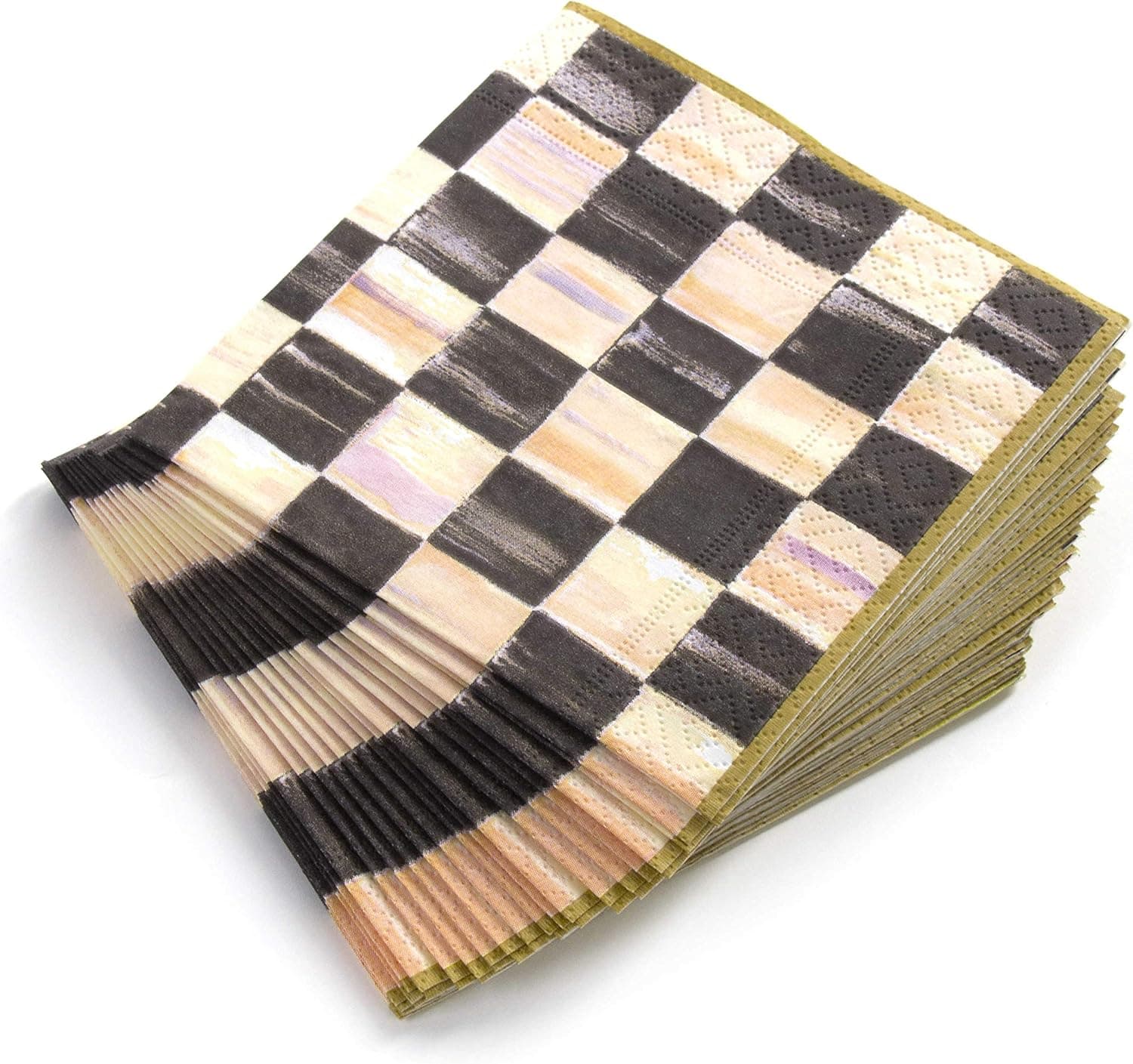 MacKenzie-Childs Courtly Check Black & Gold Paper Cocktail Napkins (20 Count)