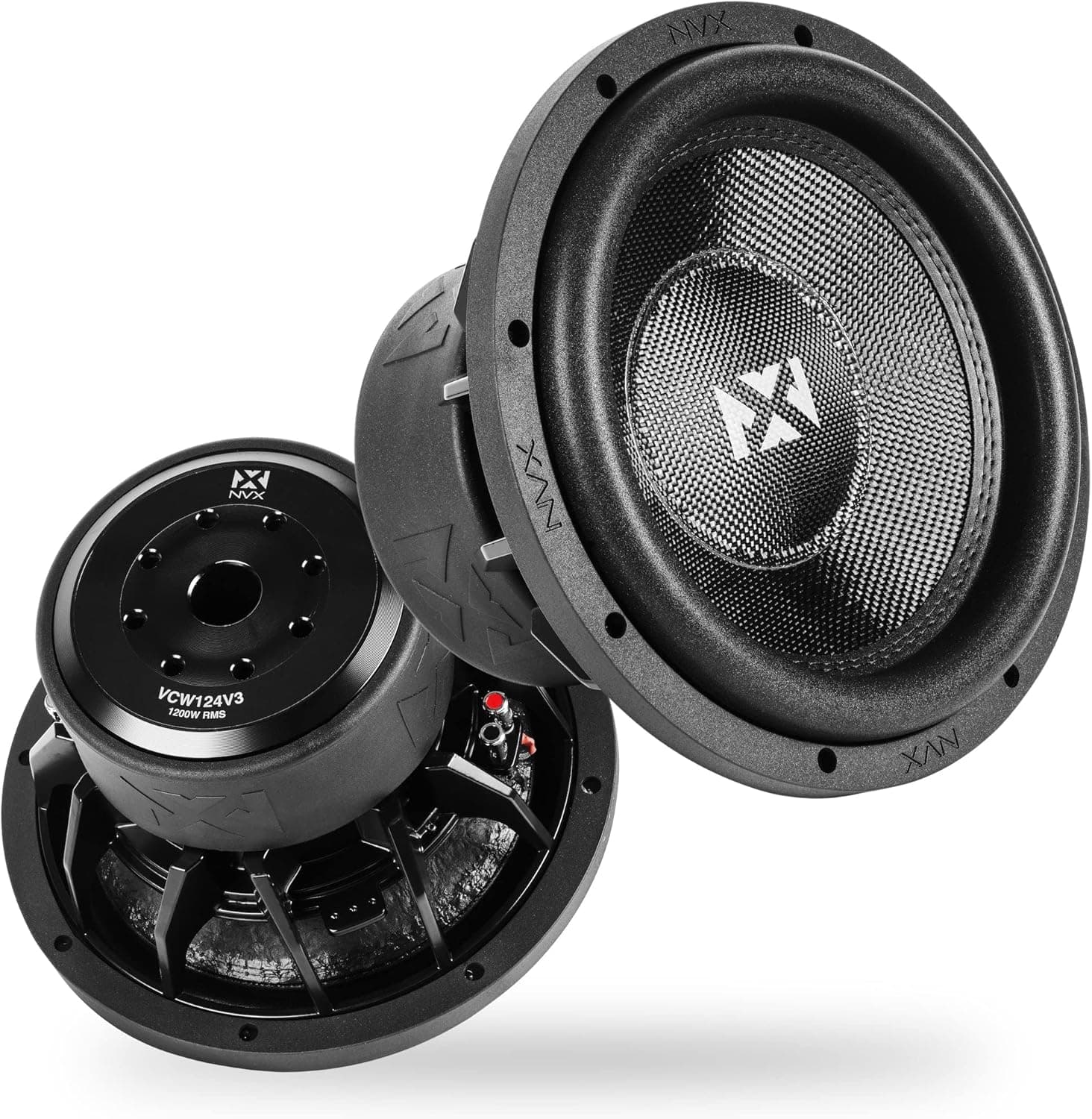 NVX VCW124v3 (VCW124 Version 3) 2400 Watt Peak (1200W RMS) 12" VC-Series v3 Dual 4-Ohm Car Subwoofer…