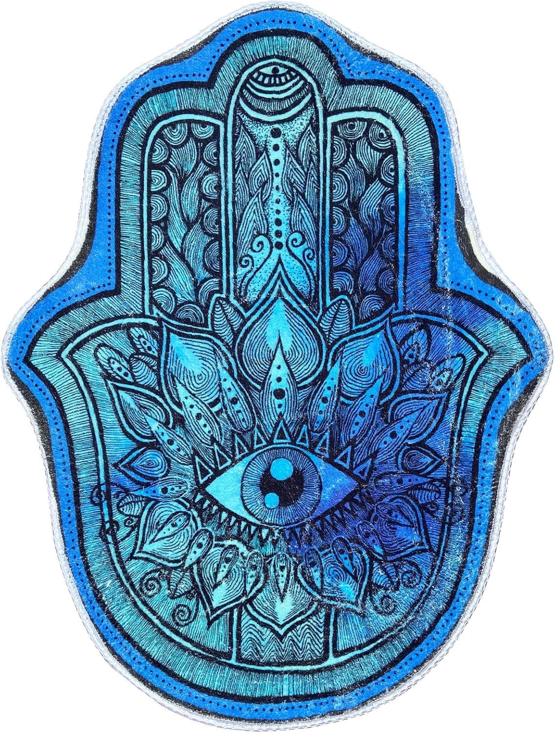 QWERO Evil Eye Hamsa Hand Creative Hand of Blue Fatima Print Pattern Bath Rugs Bedroom Art Rug Microfiber Tufted Non-Slip Bathroom Plush Rugs Door Mat (30x22 in)