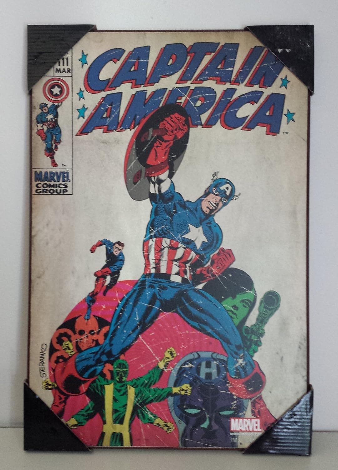Captain America Marvel Comics Wall Art Wooden Poster Plaque Print Steranko
