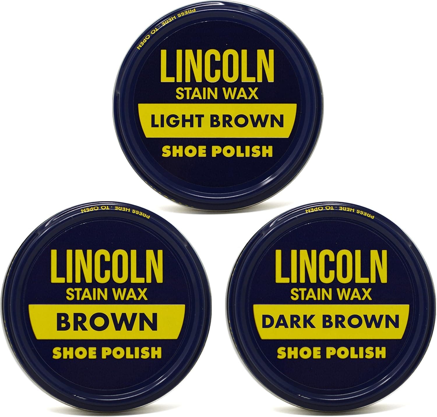Lincoln Stain Wax Shoe Polish Variety Pack of Browns (Light Brown, Brown, Dark Brown)…