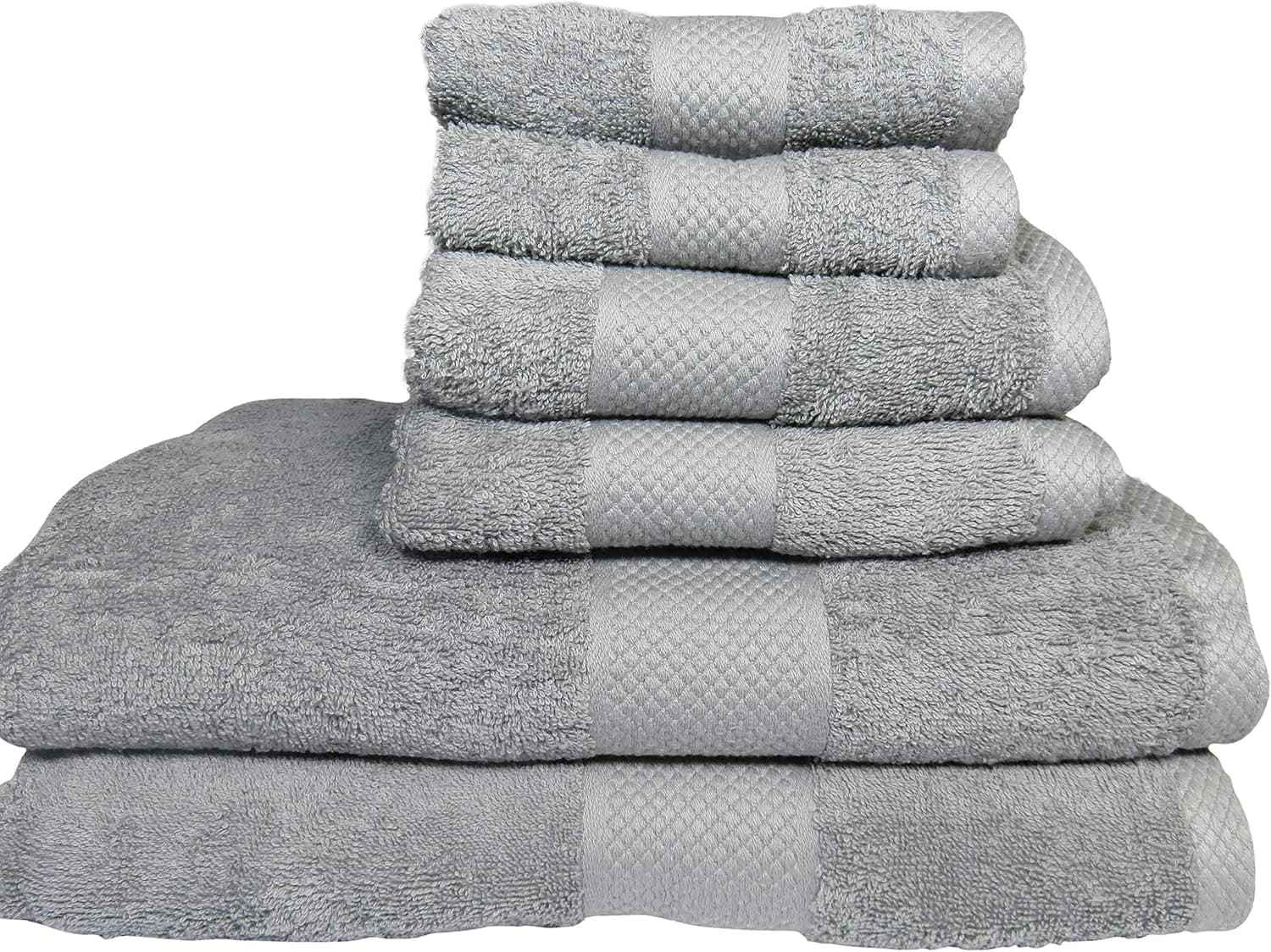 Lantrix Soft 100% Natural Cotton 6 Piece Towel Set (Gray)