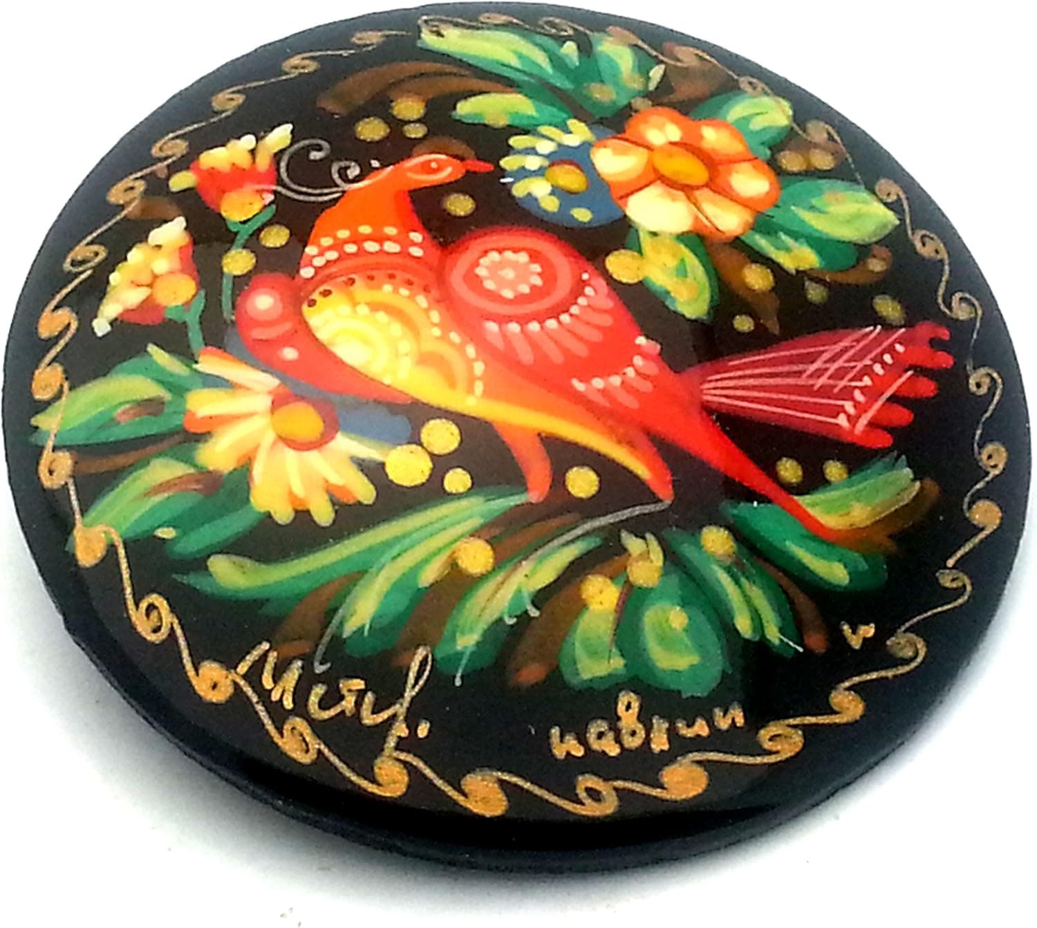 BuyRussianGifts The Bird Traditional Russian Hand Painted Pin from Mstera