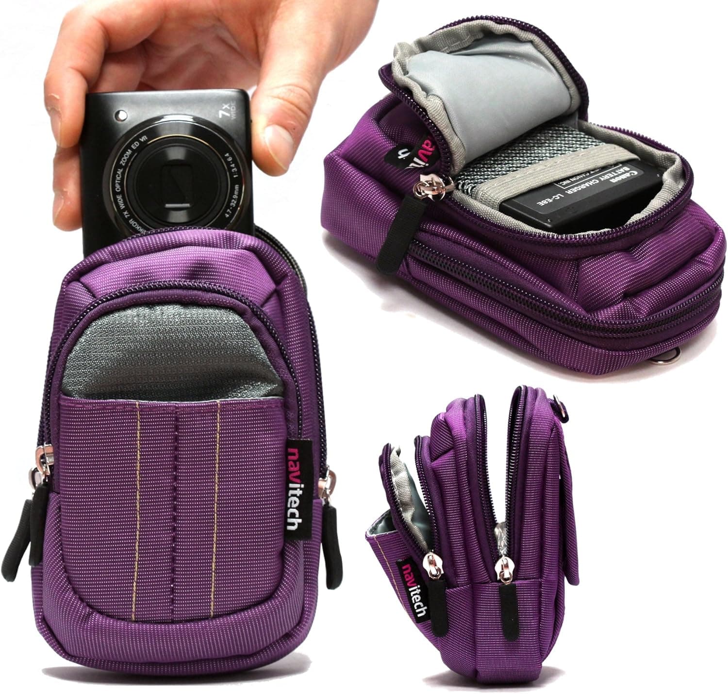 Navitech Purple Digital Camera Case Bag Compatible With The Fujifilm Finepix Z1000EXR / Z1010EXR Z900EXR / Z909EXR / Z800EXR / Z808EXR / Z700EXR / Z707EXR / Z110 / Z115 / Z90 / Z91 / Z80 / Z81 / F900EXR / F850EXR / F800EXR / F770EXR / F775EXR / F750EXR / F660EXR / F665EXR / F550EXR