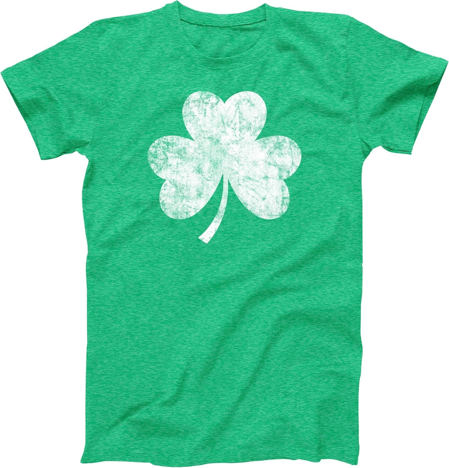 Vintage Style Distress Heather Irish Green Shamrock T-Shirt St Patricks Day Ireland Pride Printed in The USA