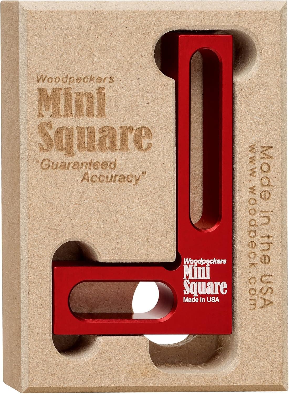 Woodpeckers Mini Square, Small Pocket Wood Working Tool, Check Square on Carpenter Cutting Tools, Premium Precision Woodworking Tools, Red, Aluminum