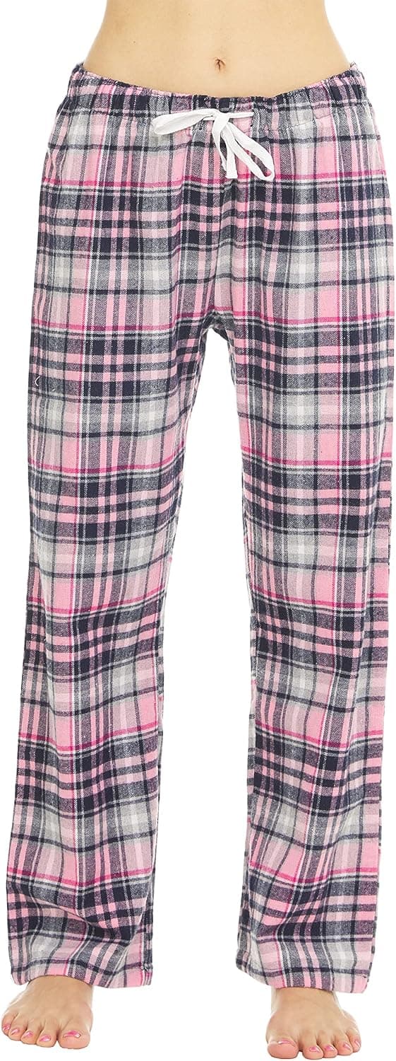 Womens Flannel Pajama Pants-Plaid Lounge Pants, Cotton Blend Pajama Bottoms