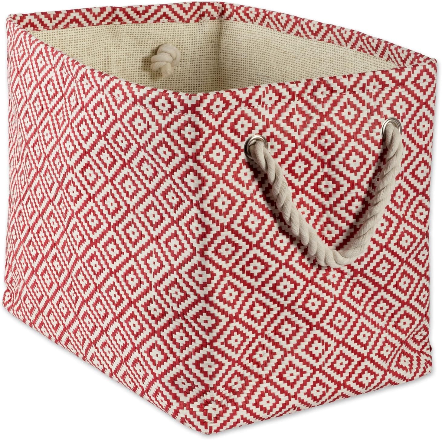 DII Woven Paper Storage Bin, Geo Diamond, Rust, Medium Rectangle
