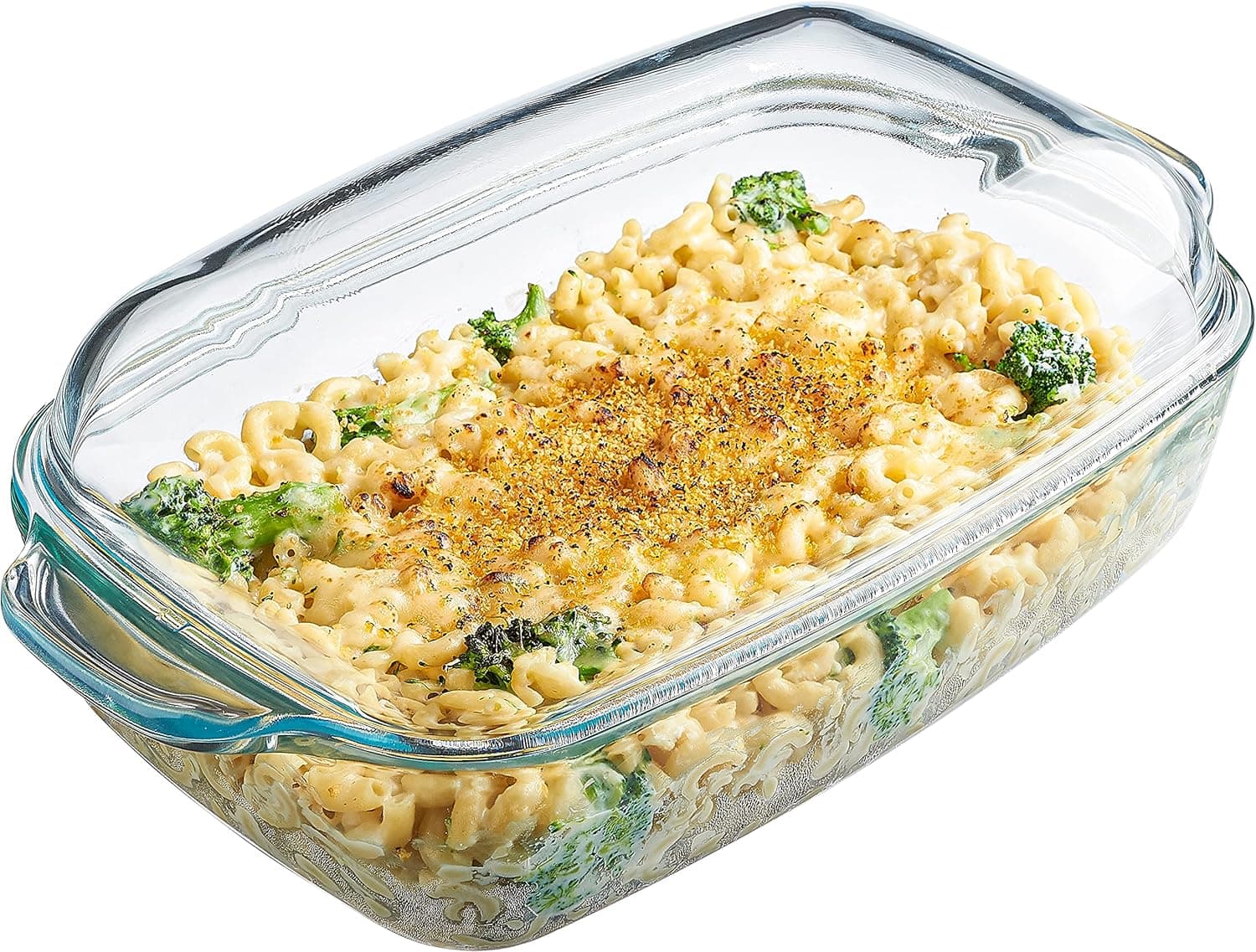 Simax Glass Casserole Baking Dish: Clear Glass Round Casserole Dish with Lid and Handles - Covered Bowl for Cooking, Baking, Serving, etc. - Microwave, Dishwasher, and Oven Safe Cookware – 3 Quart Dish + 2.2 Quart Lid