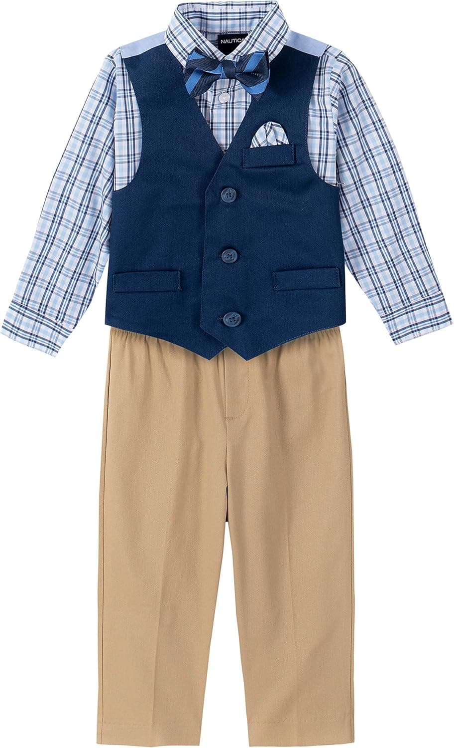 Nautica Baby Boys' 4-Piece Set with Dress Shirt, Vest, Pants, and Tie