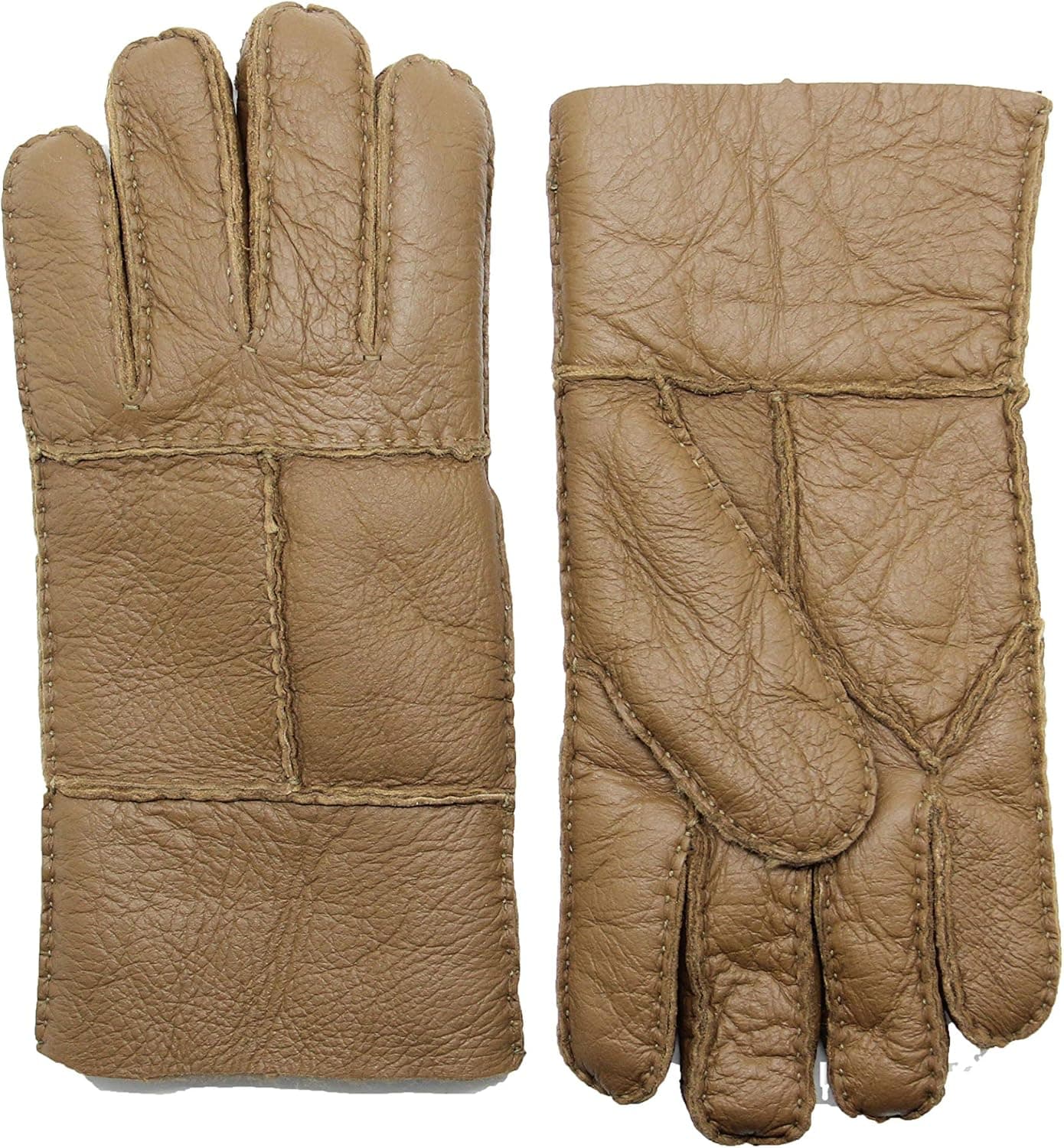 YISEVEN Men's Rugged Sheepskin Mittens Shearling Leather Gloves Mittens Cork Large