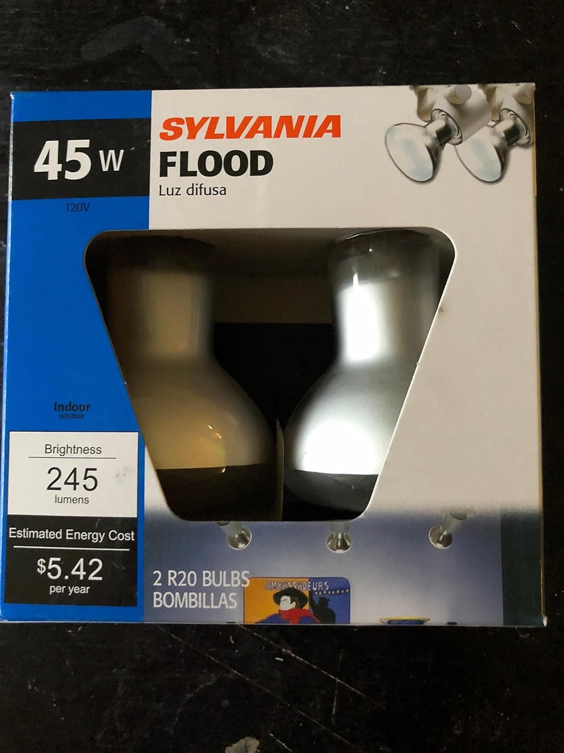 Sylvania 14997 - 45R20/RP/2PK Reflector Flood Light Bulb