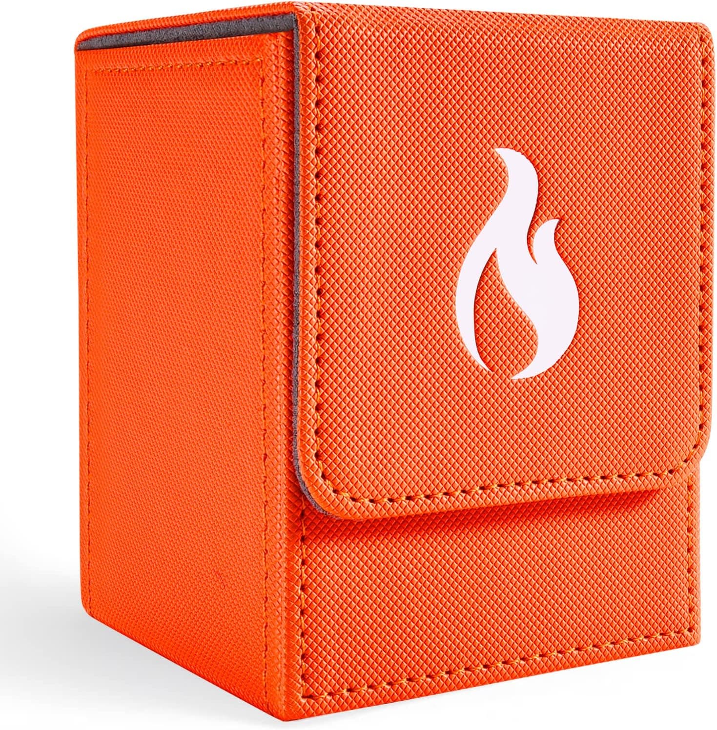 totteri Card Deck Box with 100 Pcs Card Sleeves for Pokemon Trading Card, Storage Box Case Fits 100+ Sleeved Cards, PVC Free Card Holder for MTG/TCG (Fire Orange)
