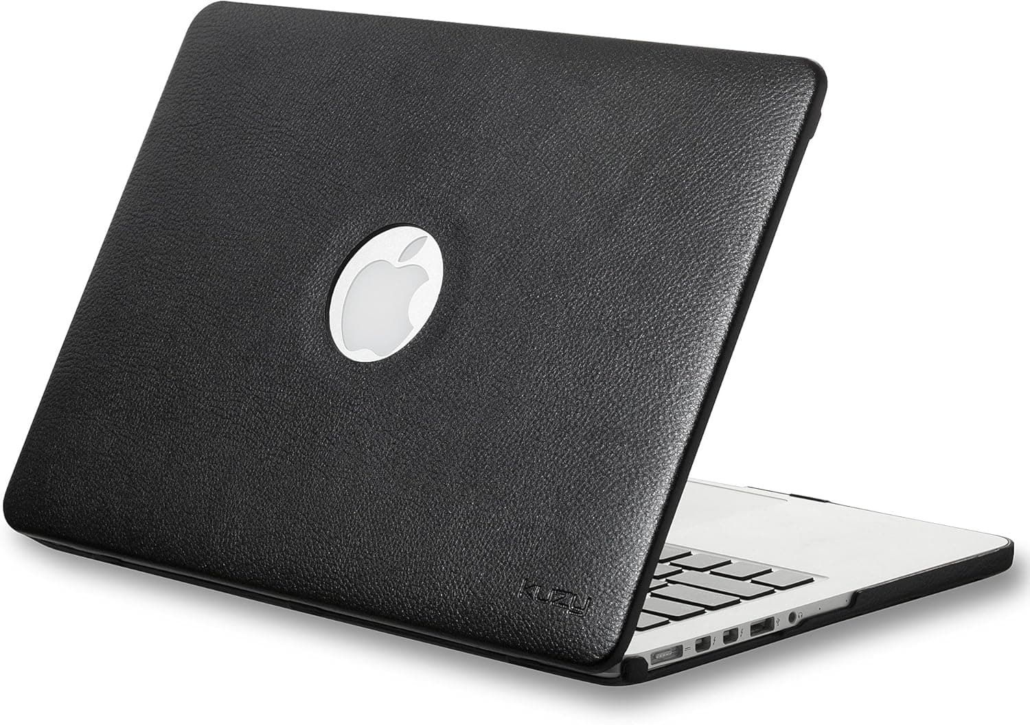 Kuzy Compatible with MacBook Pro 13.3 inch Case A1502, A1425 Release 2015-2012 Older Version Leatherette Hard Cover Shell Leather, Black